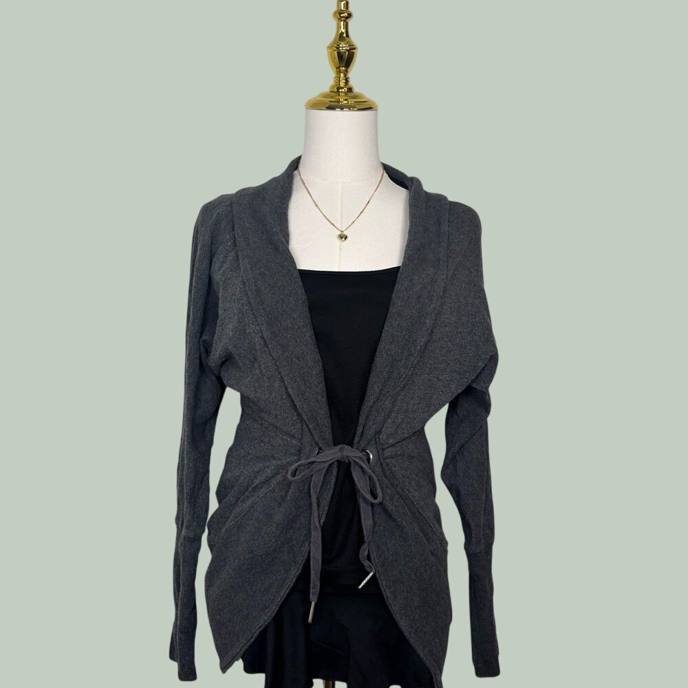 champion gray cardigan open front thumb hole yoga sweatshirt cozy shoujo grunge